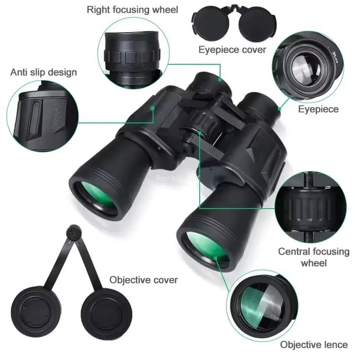 Jumelles haute puissance 20X50 pour adultes, lentilles FMC professionnelles, mise au point centrale, optique HD pour l'observation des oiseaux, la chasse et les voyages
