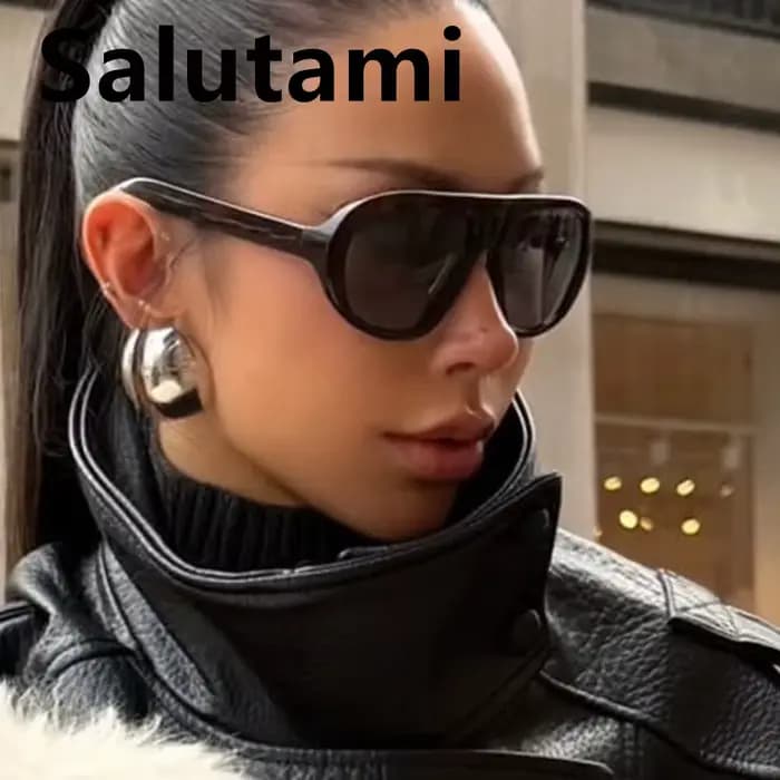 Lunettes de soleil vintage ovales noires à motif léopard pour femmes