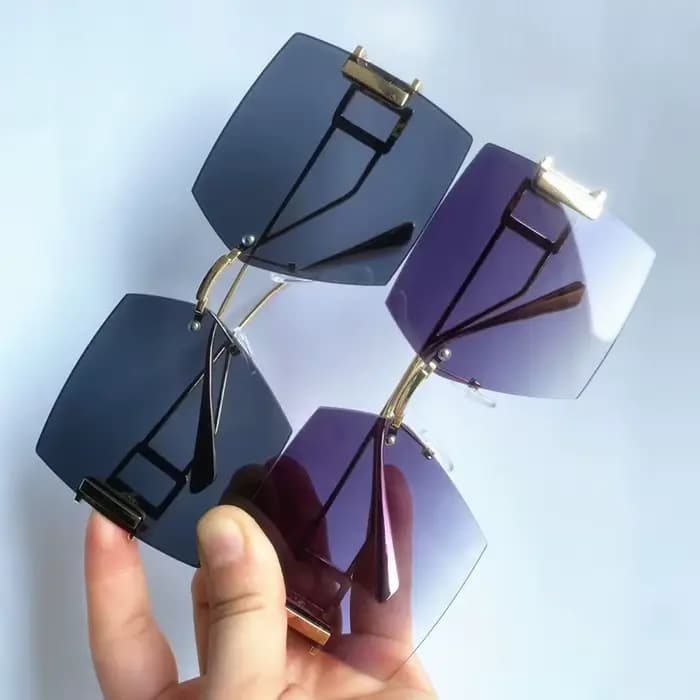 Nouvelles Lunettes de Soleil Femme Sans Monture Carrées Anti-UV