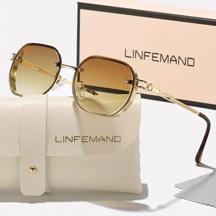 LINFEMAND minimaliste géométrique métal décoration UV400 lunettes de soleil pour les femmes été plage fêtes randonnée cadeaux de vacances
