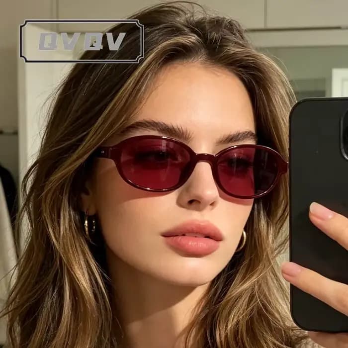 Nouvelles Lunettes de Soleil de Luxe Rouge Vin 2026 pour Femme