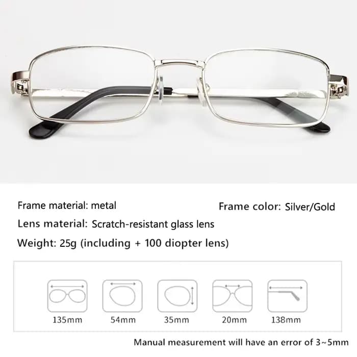 Lunettes de lecture en verre pour hommes et femmes