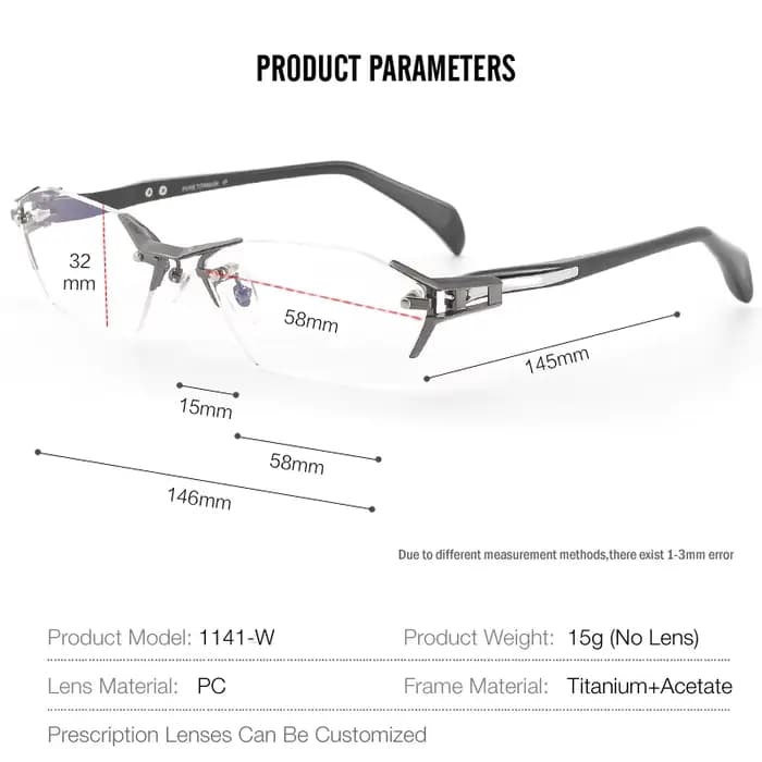 Sans cadre hommes d'affaires IP titane lunettes