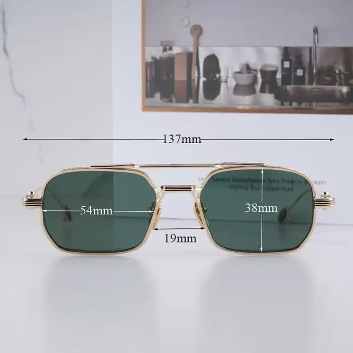DEAVER Lunettes de soleil pilote double pont dorées de luxe léger pour homme