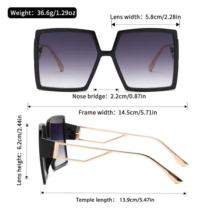 Lunettes de soleil carrées à monture large Oyalie