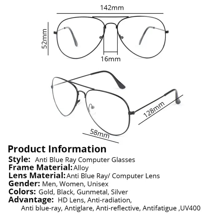 Anti Blue Light Glasses For Computer Women Men Oval Round Spectacle Frame Clear Lens UV400
