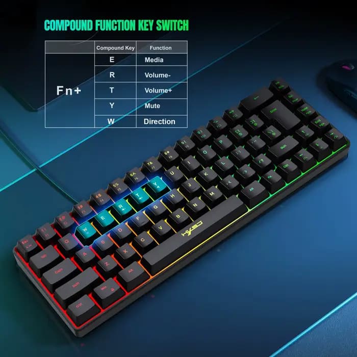 Clavier de jeu filaire USB portable, rétroéclairage RVB, 68 prédire, ordinateur Windows Lapmedicents