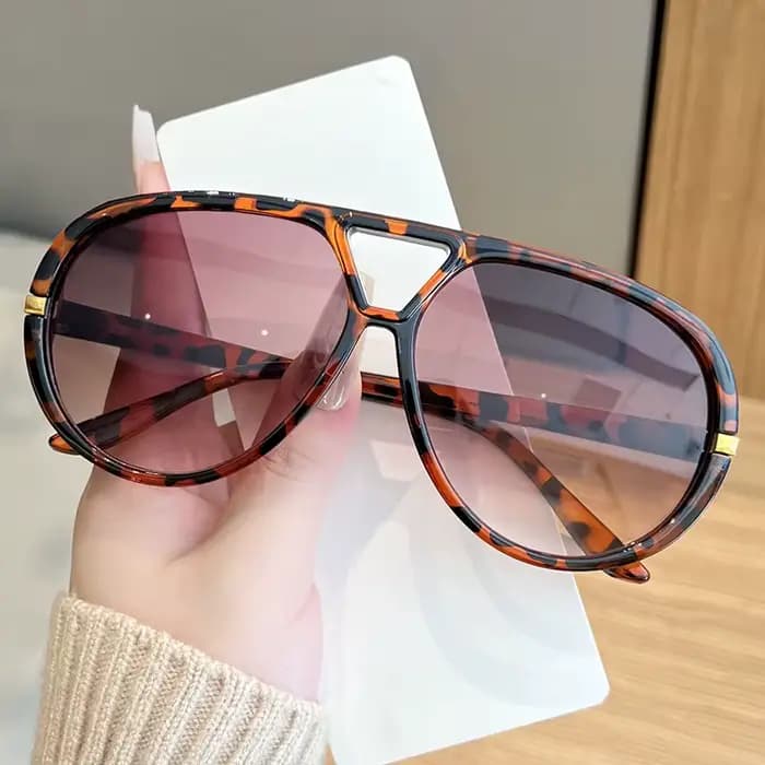 Lunettes de soleil ovales Orange à grande monture pour femmes