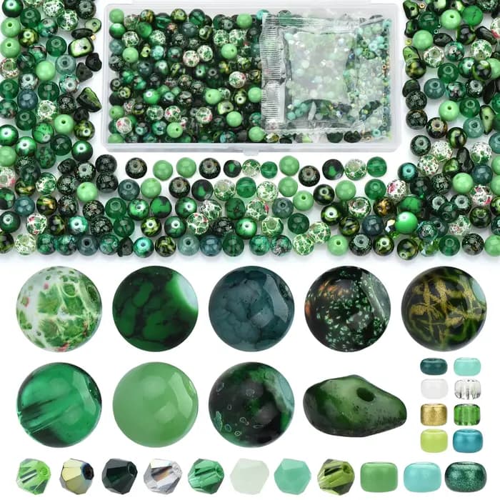Kit de bijoux en perles de verre vert pour documents exécutifs, perles rondes pour bricolage, bracelet, boucle d'oreille, collier, fournitures exécutives