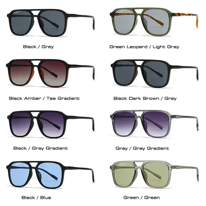 Buc& EI-Lunettes de soleil carrées rétro à double pont pour hommes et femmes