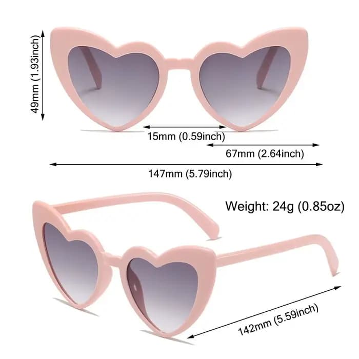Lunettes de soleil vintage en forme de cœur pour femmes