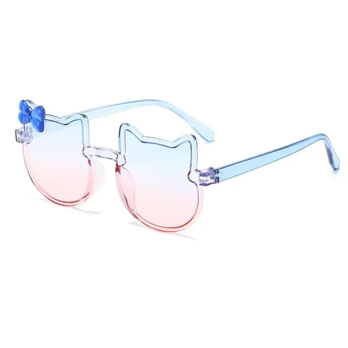 GM LUMIAS Lunettes de soleil sans monture en forme de chat multicolores populaires pour enfants avec nœud papillon
