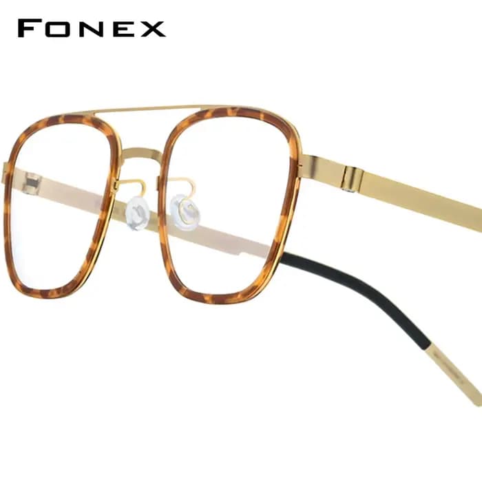 FONEX acétate alliage lunettes cadre hommes marque Design ultraléger carré