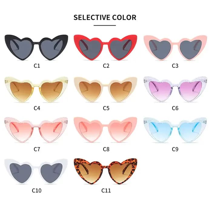 Lunettes de soleil en forme de cœur pour femmes