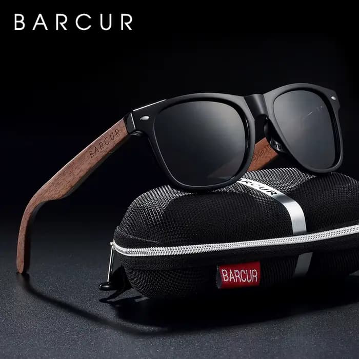 Lunettes de soleil polarisées carrées en bois pour homme