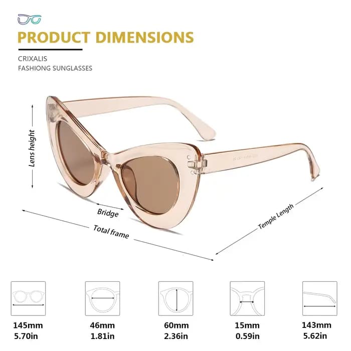 CRIXALIS marque de luxe lunettes de soleil design pour femmes 2025 oeil de chat surdimensionné