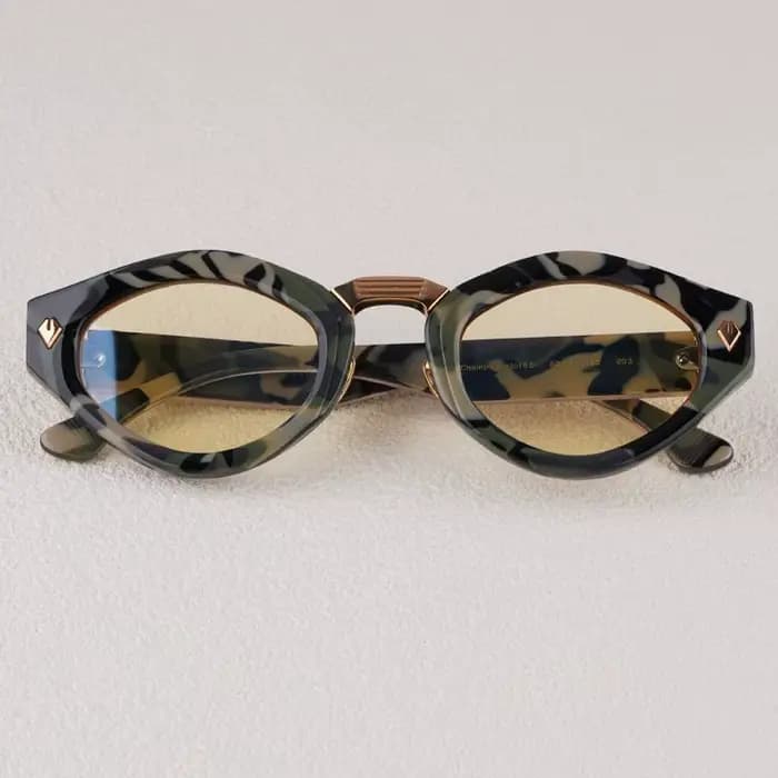 Lunettes de soleil ovales en acétate de champagne pour hommes et femmes
