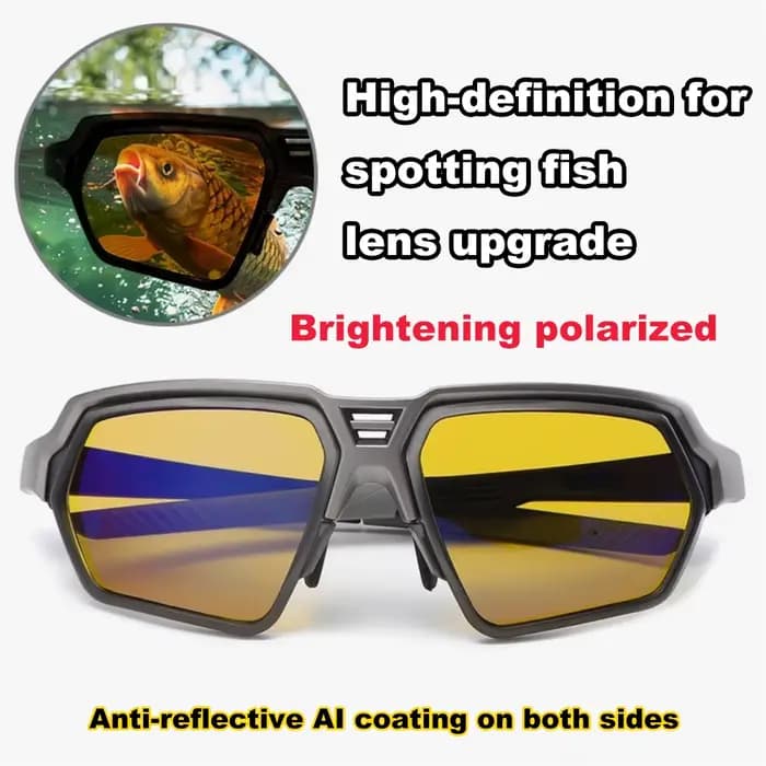 Lunettes de soleil de pêche polarisées 99% UV400-lentille HD antireflet pour la conduite/pêche au leurre revêtement miroir bleu et cadre léger