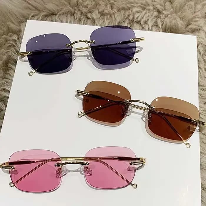 Lunettes de Myopie Sans Cadre avec Maille Rouge
