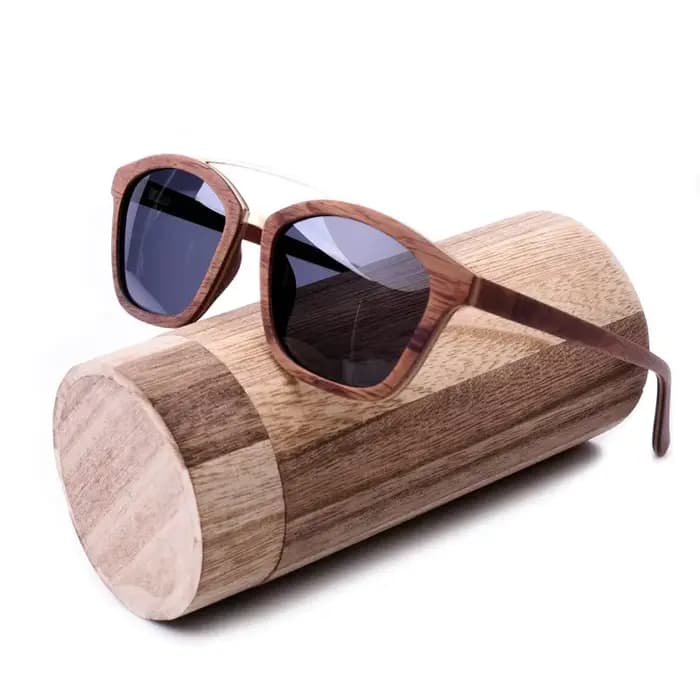 Lunettes de soleil de luxe en bois marron pour hommes et femmes