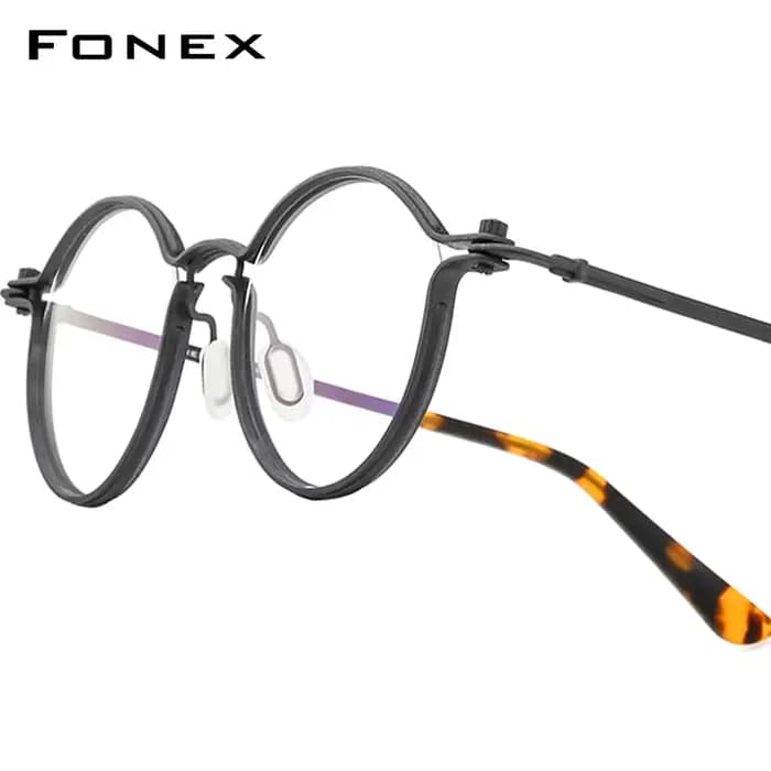 FONEX alliage lunettes cadre hommes marque Design rétro Vintage rond