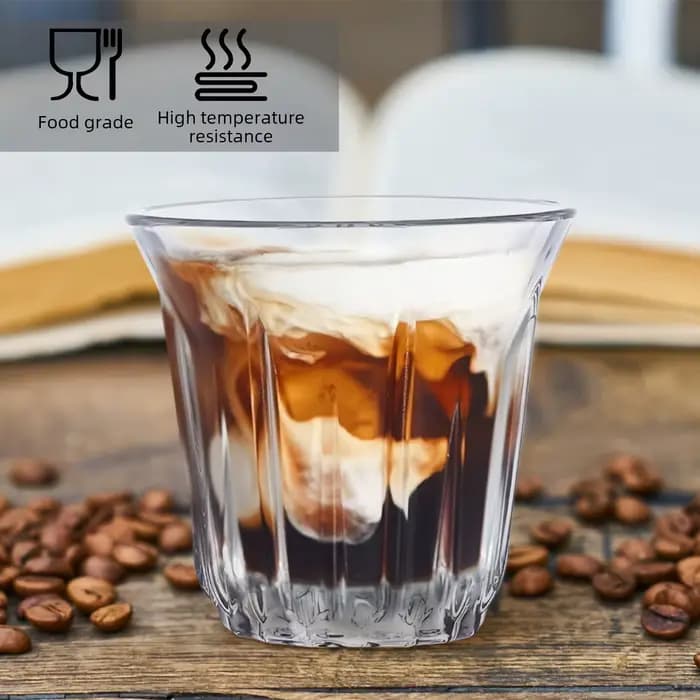 Lot de 2 tasses à expresso, tasses en verre transparent pour café, verres à café, accessoires à expresso pour la cuisine/le bureau/le bar, faciles à nettoyer