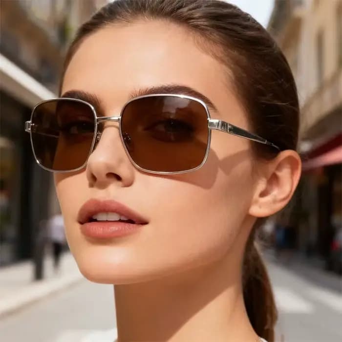 Lunettes de soleil européennes et américaines à grande monture en métal pour hommes et femmes avec protection solaire et montures carrées et rondes rétro 134