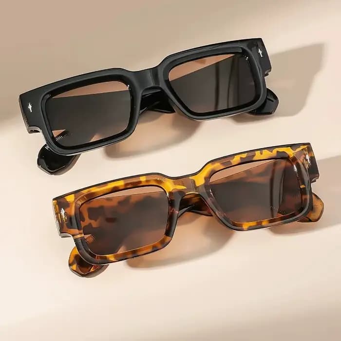Lunettes de soleil carrées rétro unisexes