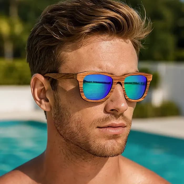 JUNCTURE mode bambou bois Vintage carré lunettes de soleil hommes femmes marque de luxe concepteur