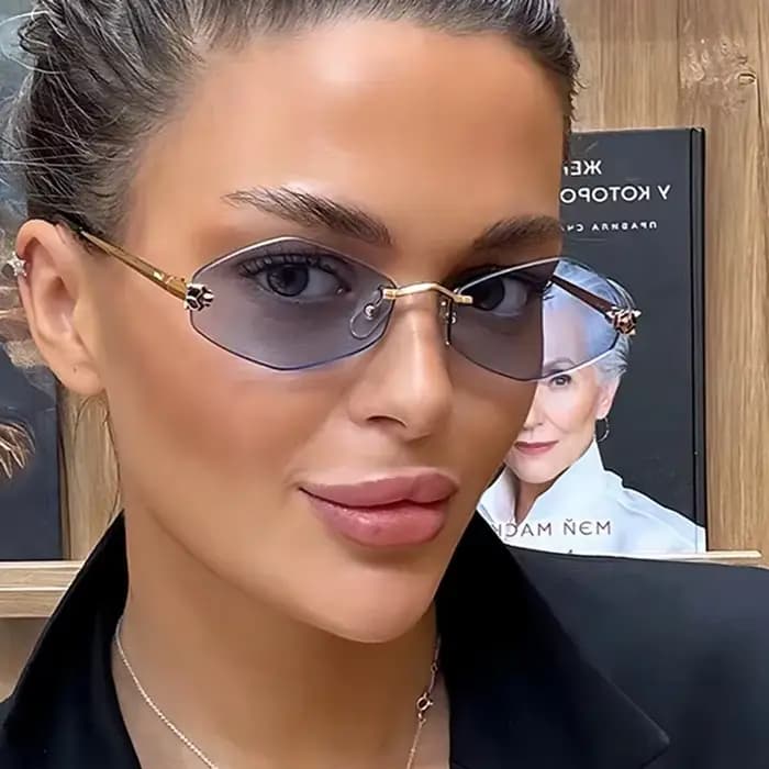 Vintage sans monture losange lunettes de soleil femmes pour hommes 2025 marque de luxe concepteur populaire Punk Hip