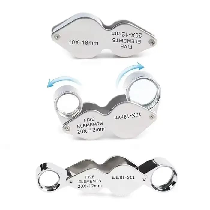 Loupe Miniature double lentille 10x 20x Loupes pour bijoux pierres précieuses timbres pièces de monnaie montres modèles Loupe