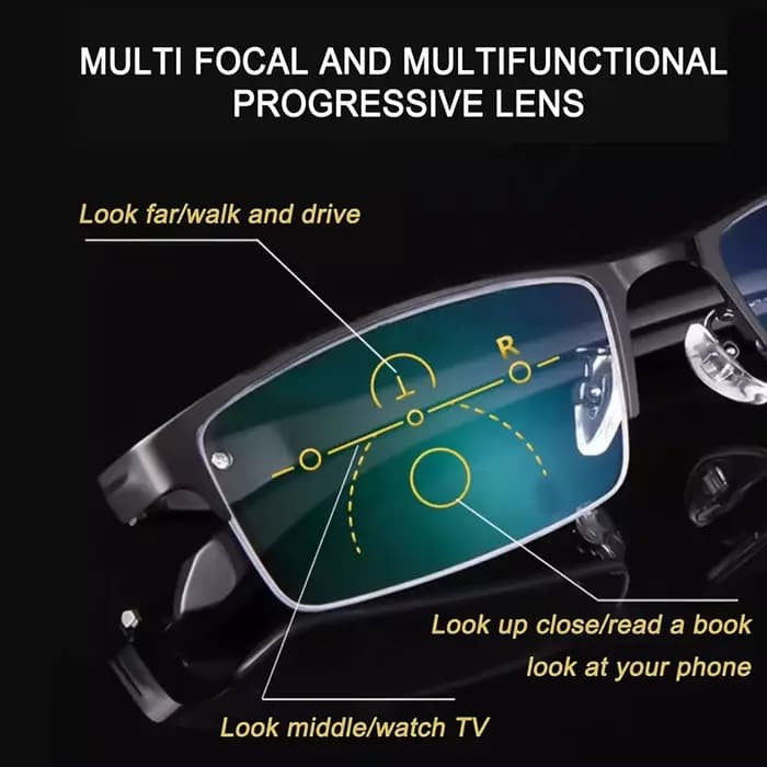 Lunettes de lecture progressives photochromiques à Transition en titane pour hommes
