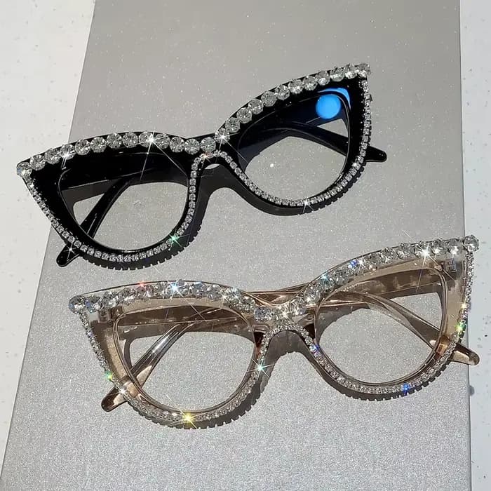 KAMMPT – lunettes œil de chat rétro avec strass pour femmes