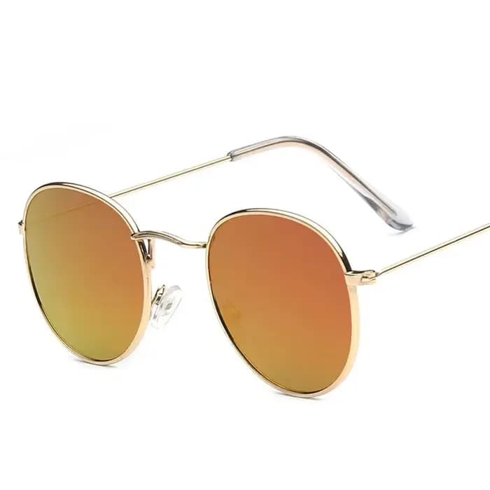 Petites lunettes de soleil rondes en métal rose pour femmes