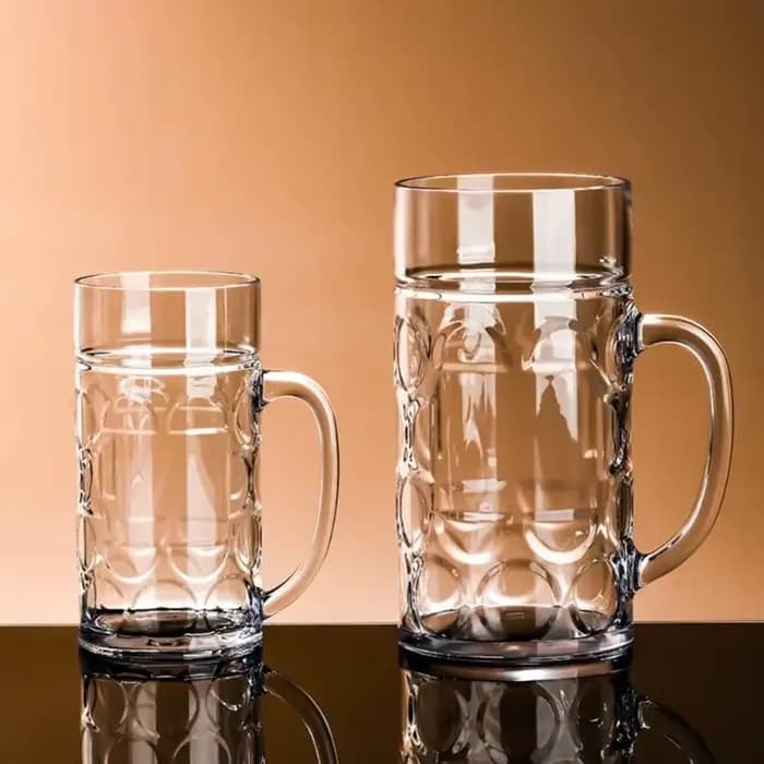 Chope à bière en plastique avec poignée, verres à boire incassables, gobelets à eau pour intérieur extérieur, lavable