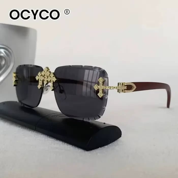 Lunettes de soleil carrées sans bords pour hommes