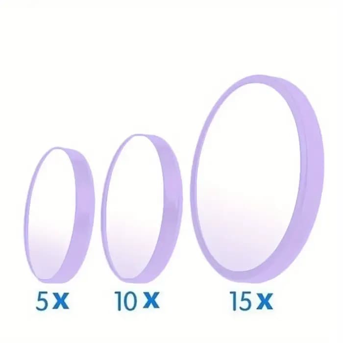 Miroir grossissant avec ventouses - grossissement 5X/10X/15X pour une application de maquillage parfaite
