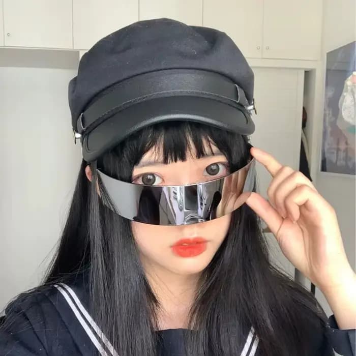 Lunettes de soleil futuristes à visière étroite style cyclope