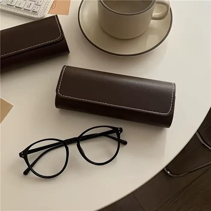 Étui à lunettes café vintage – Porte-lunettes portable léger