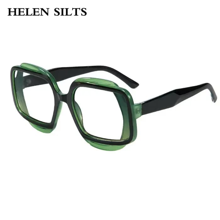 Lunettes de soleil dégradées UV400 carrées tendance rétro polygone marron