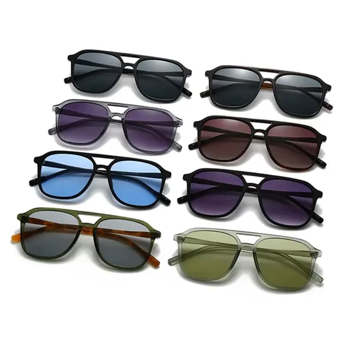 Buc& EI-Lunettes de soleil carrées rétro à double pont pour hommes et femmes
