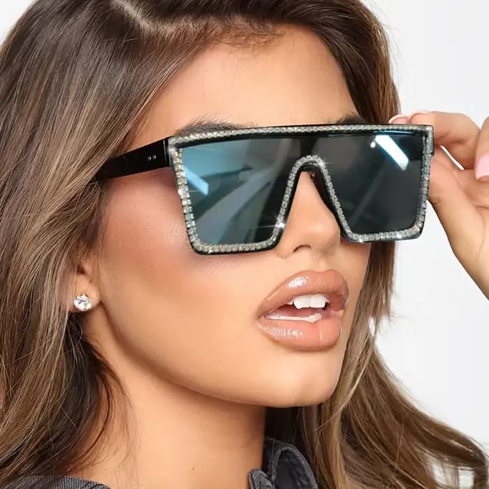 Lunettes de soleil en strass brillant pour femmes