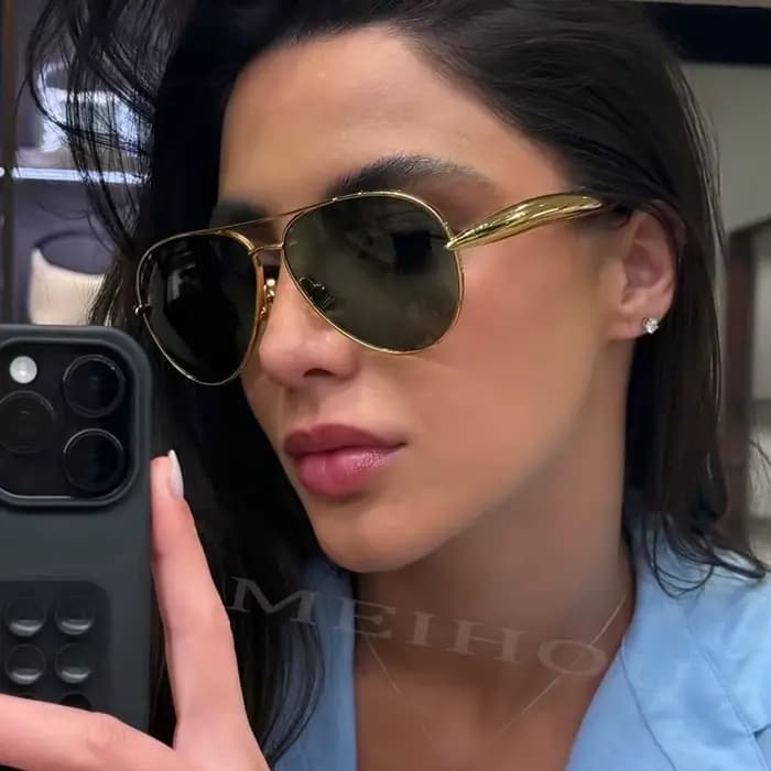 Lunettes de soleil pilote surdimensionnées marron clair pour femmes et hommes