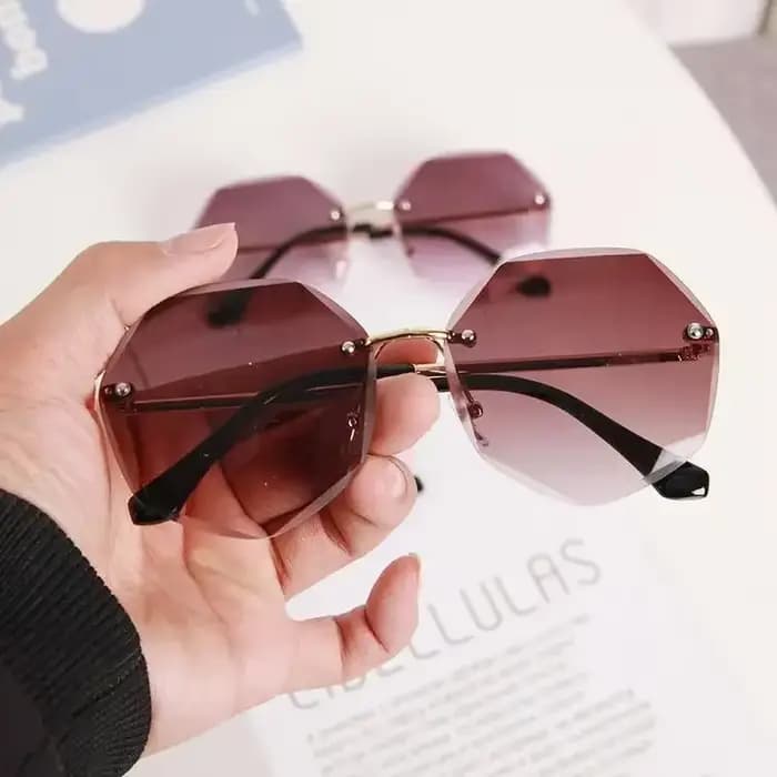 Lunettes de soleil carrées sans bords pour femmes et hommes