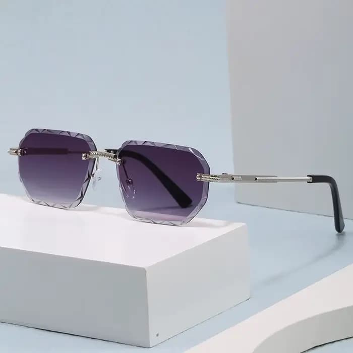 Lunettes de soleil carrées sans monture tendance pour femmes et hommes