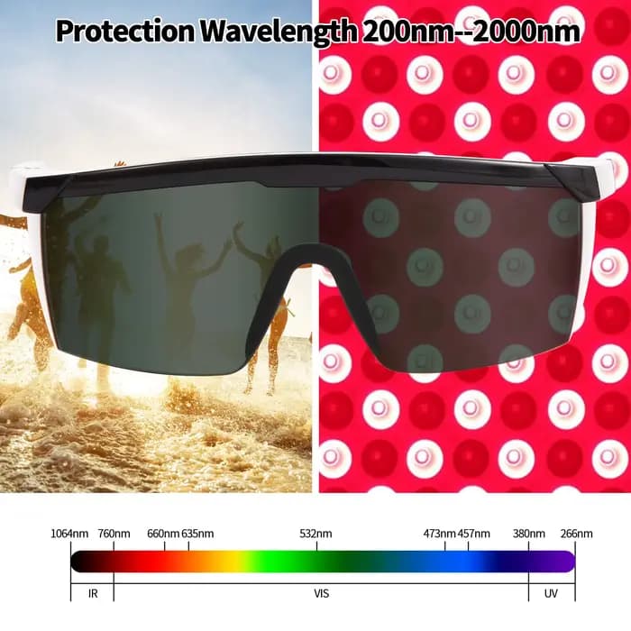 Lot de 2 lunettes de sécurité laser IPL 200nm-2000nm pour le traitement d'épilation au