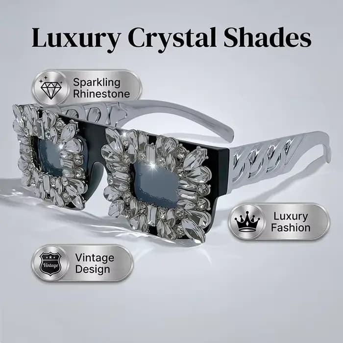 Lunettes carrées à strass exagérés pour femme