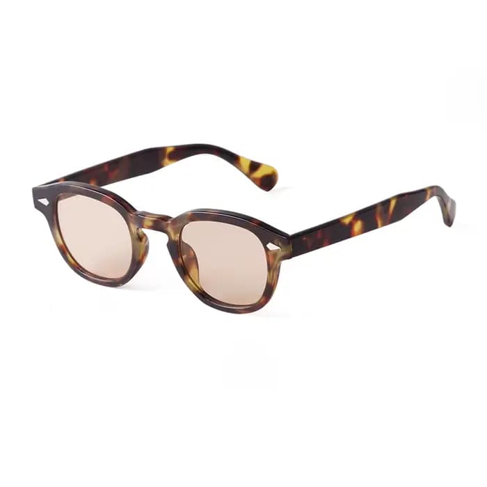 Lunettes de soleil rondes vintage effet écaille de tortue pour femmes et hommes