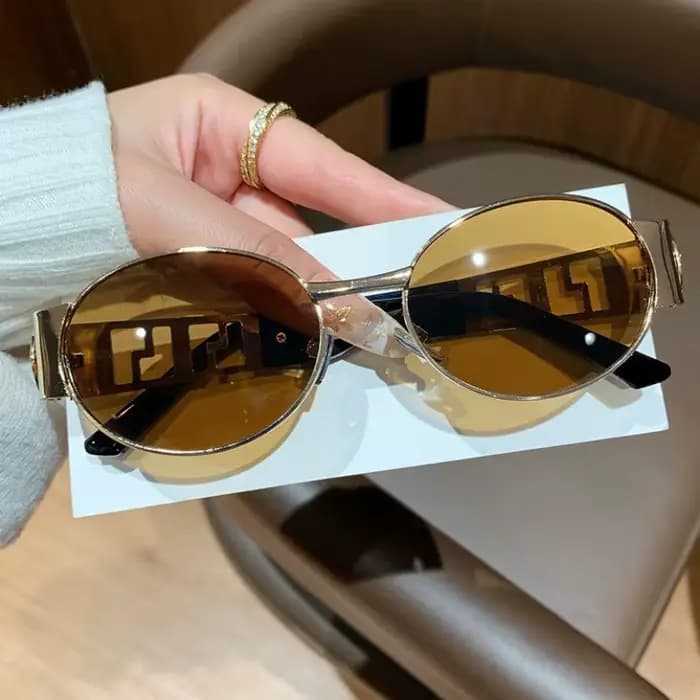 Lunettes de soleil de luxe en métal pour hommes et femmes
