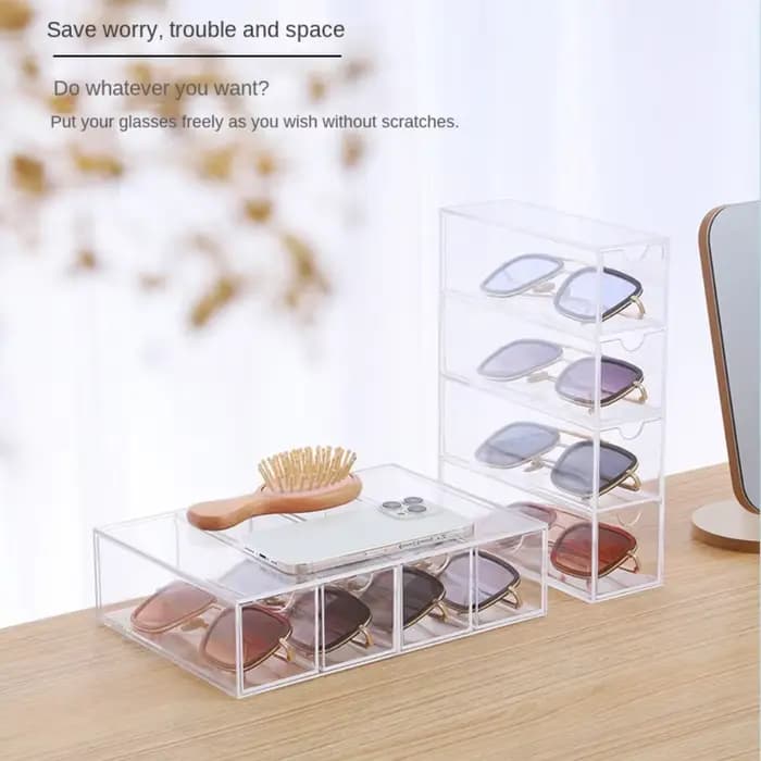 Étui à lunettes en acrylique multifonctionnel
